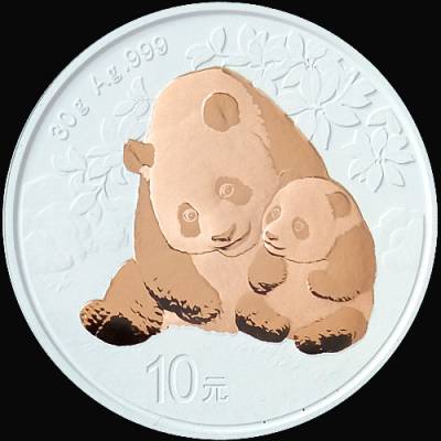China Panda 30 gramm Silber White Cerafine Rosegold 2024