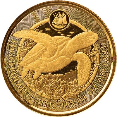 Goldmünze 1/10 oz Cayman Islands Unechte Karettschildkröte Proof Like 2024