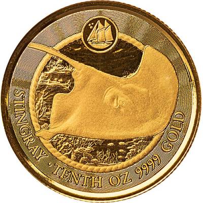 Goldmünze 1/10 oz Cayman Islands Stachelrochen Proof Like 2024
