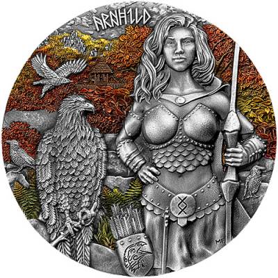 2 Unzen Silber Walküre Arnhild Antik Finish High Relief 2025