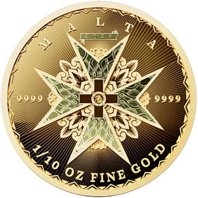 Goldmünze 1/10 oz Malteserkreuz 2025