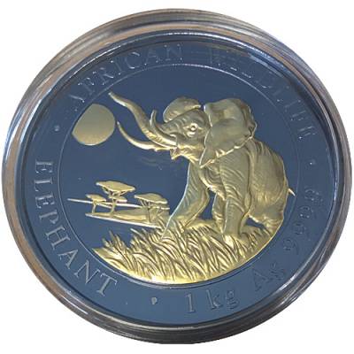 Silbermünze 1 Kg Somalia Elefant Black Ruthenium Golden Enigma Edition 2016