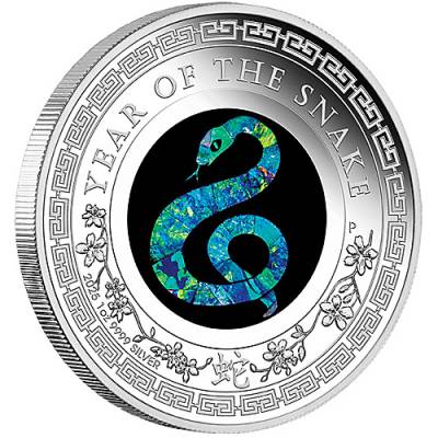1 oz Silbermünze Australien Opal-Serie Lunar Schlange 2025