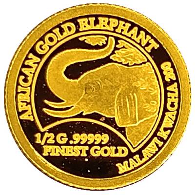 Goldmünze 1/2 gramm 25 Jahre Afrikanischer Elefant 2010