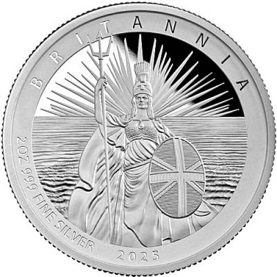 Britannia 2 Unzen Silber Polierte Platte 2025