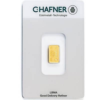 2 gramm C. Hafner - Goldbarren 999,9/1000