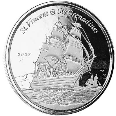 Silbermünze 1 oz Eastern Caribbean St. Vincent Warship 2023