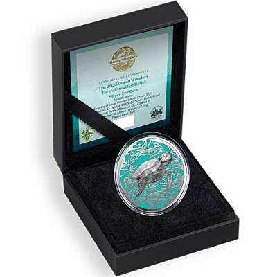 Silbermünze 2 oz Ocean Wonders Turtle High Relief Pitcairn Islands 2025