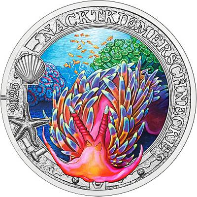 3 Euro Leuchtende Meereswelten Nacktkiemerschnecke 2025