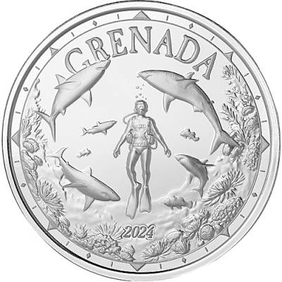 Silbermünze 1 oz Eastern Caribbean Grenada Shark Diver 2024