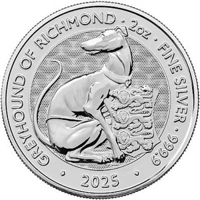2 Unzen Silber Tudors Beasts Greyhound of Richmond 2025