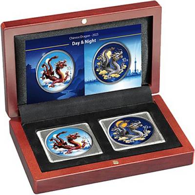 Silbermünze 2 x 1 oz China Dragon - Drache Night & Day Set 2025