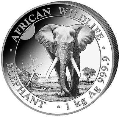 Silbermünze 1 kg Somalia Elefant 2025