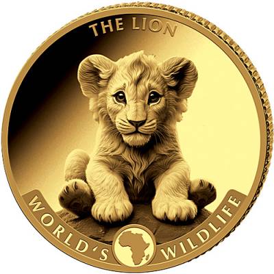 Goldmünze 0,5 gramm Worlds Wildlife Kongo Löwe 2025