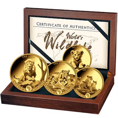 Goldmünzen 4-Coin-Prestige Set Worlds Wildlife Kongo Löwe 2025