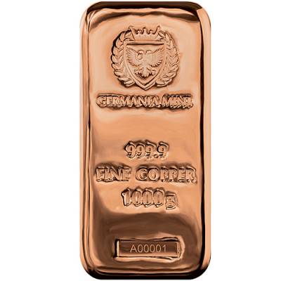 1 kg Kupferbarren 999,9 Germania Mint