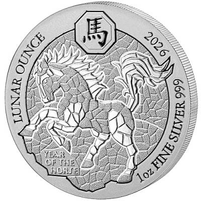 1 Unze Silbermünze Ruanda Lunar Pferd 2025