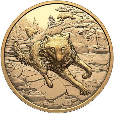 Goldmünze 1 Unze Great Hunters Wolf Ultra High Relief 2025