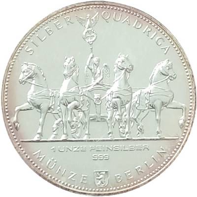 1 Unze Silber Deutschland Quadriga 2009 (in Kapsel leicht angelaufen)