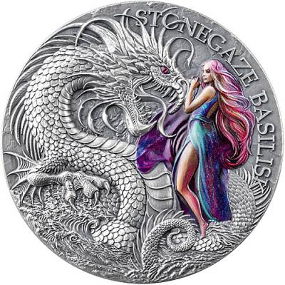 Silbermünze 2 oz The Dragonology Stonegaze Basilisk 2025