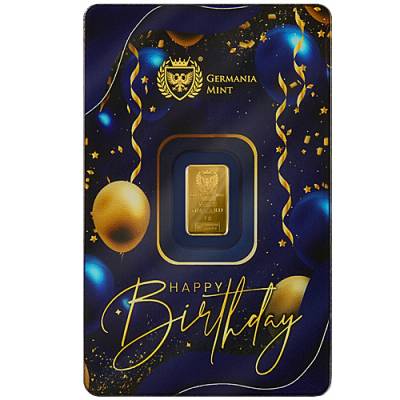 1 gramm Germania Mint - Goldbarren Happy Birthday 999,9/1000