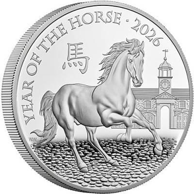 Silbermünze 5 oz Lunar Pferd Royal Mint PP 2026
