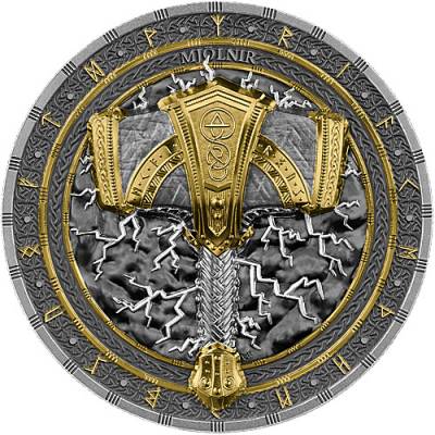 2 Unzen Silber Germania Artefacts Thors Hammer Mölnir Ultra High Relief 2025