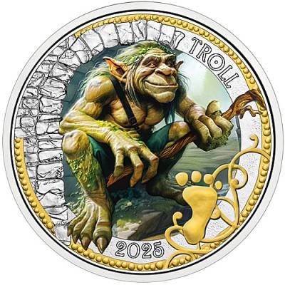 3 Euro Fantastische Fabelwesen Troll UV-Effekt 2025