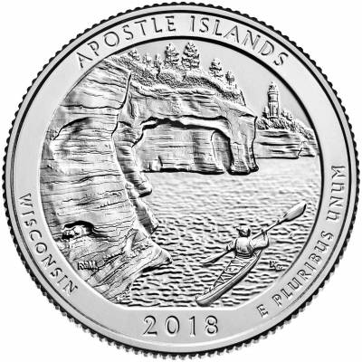 5 oz Silber US- Mint American Beautiful Apostle Islands Wisconsin 2018