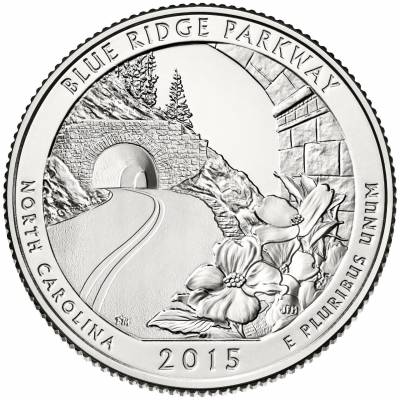 5 oz Silber US- Mint American Beautiful Blue Ridge Parkway North Carolina 2015