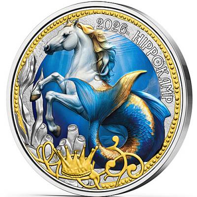 3 Euro Fantastische Fabelwesen Hippokamp UV-Effekt 2025