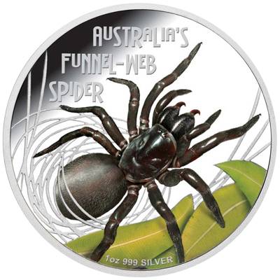 Silbermünze 1 oz Deadly & Dangerous Trichternetzspinne Proof 2012
