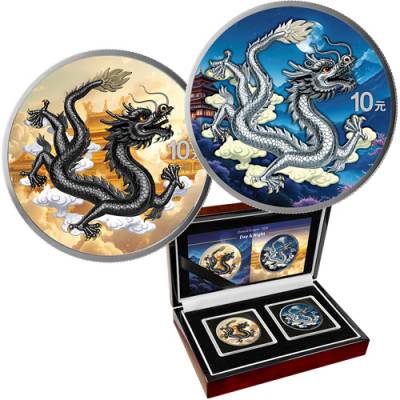 Silbermünze 2 x 1 oz China Dragon - Drache Night & Day Set 2026
