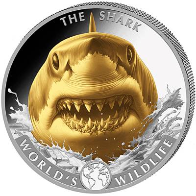 1 Unze Silbermünze World´s Wildlife Kongo The Shark gilded 2026