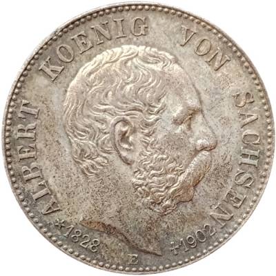 Silbermünze 2 Reichsmark Albert Sachsen 1902