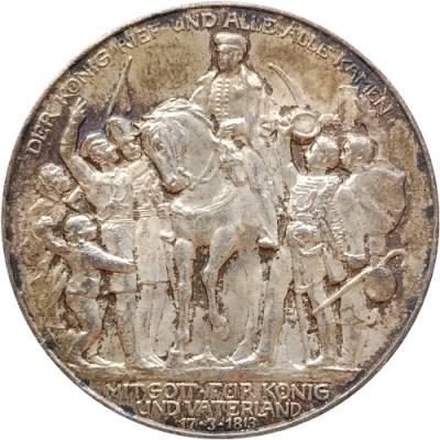 Silbermünze 3 Mark Preußen Der König rief und alle alle kamen - Befreiungskriege gegen Frankreich 1913