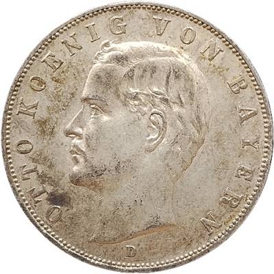 Silbermünze 3 Mark Bayern Otto 1913