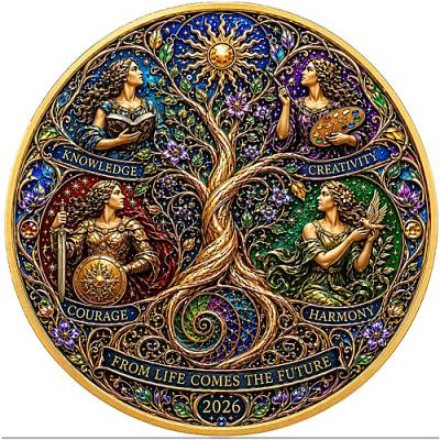 Kupfer Round 10 oz From Life Comes the Future 3D farbig 2026