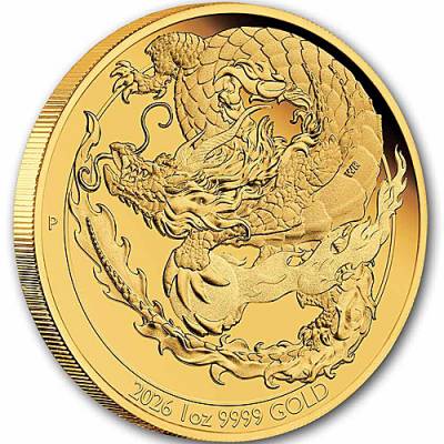 Goldmünze 1 oz Goldener Drache Pert Mint PP 2026