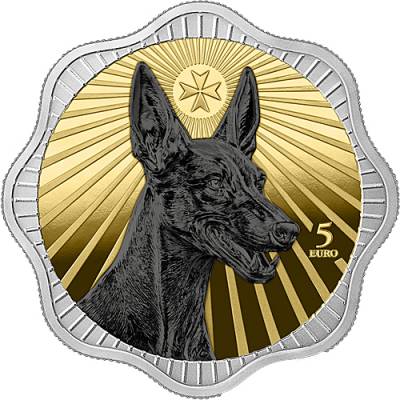 1 Unzen Silber Malta Malteser Pharaoh Hund - Maltese Pharaoh Hound Ruthenium gilded 2026