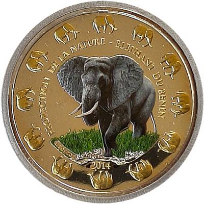 Silbermünze 1 oz Benin Elefant Bull and Bär Investment Collection 2014