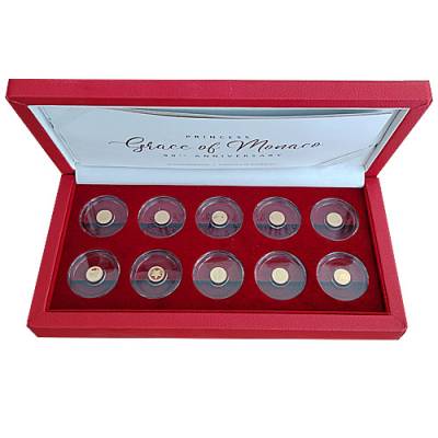 Set 10 x 0,5 gramm Gold 90. Geburtstag Prinzessin Grace von Monaco Proof 2019