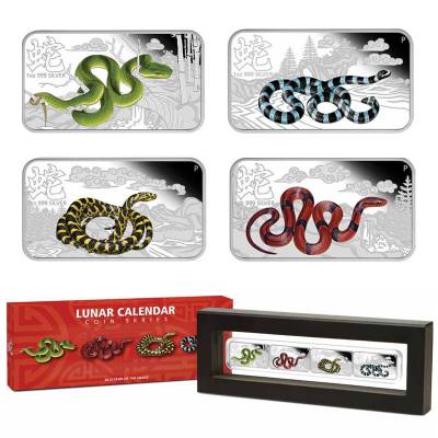 Jahr der Schlange 1 oz Silver Rectangular Proof 4 Coin-Set