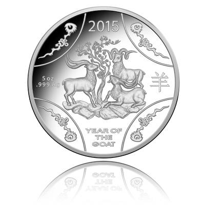 Australien 10$ Jahr der Ziege - 5 Oz. Silber PP 2015