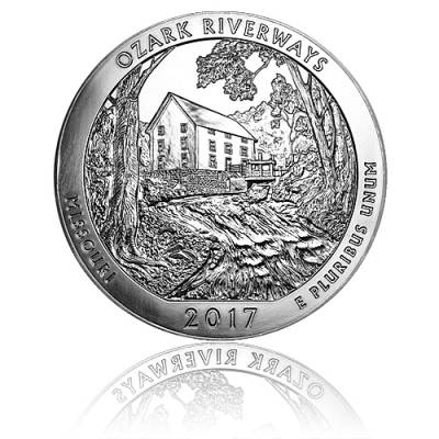 5 oz Silber US- Mint American Beautiful Missouri Ozark Riverways (2017)