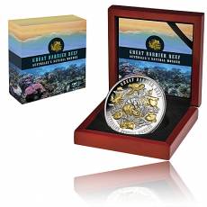 5 Unzen Silbermünze Great Barrier Reef - High Relief Teilvergoldet