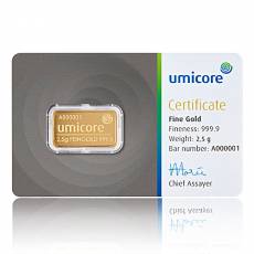 2,5 gramm Goldbarren Umicore 999,9/1000