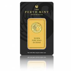 50 gramm Goldbarren Perth Mint - Känguru 999,9/1000