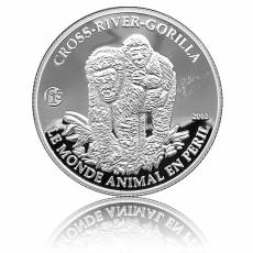 Silbermünze Cross-River-Gorilla Polierte Platte in F15 Kapsel Kamerun (2012)