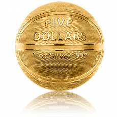 Silbermünze 1 oz rund Basketball Spherical 3 D Coin vergoldet PP 2020